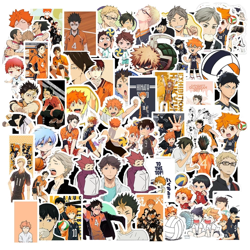 Set 50 Sticker Hình ANIME HAIKYUU | Decal Phản Quang 7 Màu Halogram | Chống Nước | MS: 000182