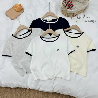 Áo thun trơn croptop logo thêu chữ R, tag Fresh Girl 8855 ( kèm video và ảnh thật )