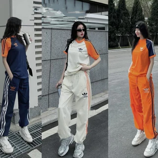 Bộ Cotton Adidas Phối Màu Cao Cấp Dáng Rộng Unisex - Bộ Thể Thao Adidas Nam Nữ Bùi Trà Hot Trend Boy Phố