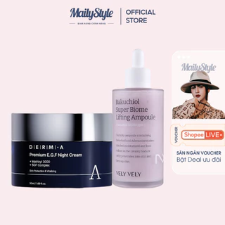 S39_ Combo 1 Tinh Chất Bakuchiol 10,000ppmSuper Biome Llftlng Ampoule Vely Vely + Kem Đêm Derm-A Premium EGF 50ML