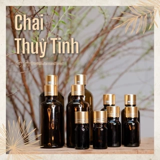 Chai Tinh Dầu Thuỷ Tinh Tối Màu Nắp Thiết Vàng | Dung Tích 5ml, 10ml, 30ml, 50ml và 100ml | Farm & Forest