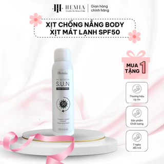 Xịt chống nắng trắng da toàn thân Hemia xuất xứ Hàn Quốc Queen Perfect SPF50+ PA++++ chai 180ml