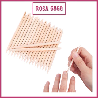 Que gỗ làm nail 2 đầu đẩy da, Que tháo móng giả nailbox - Rosa 6868