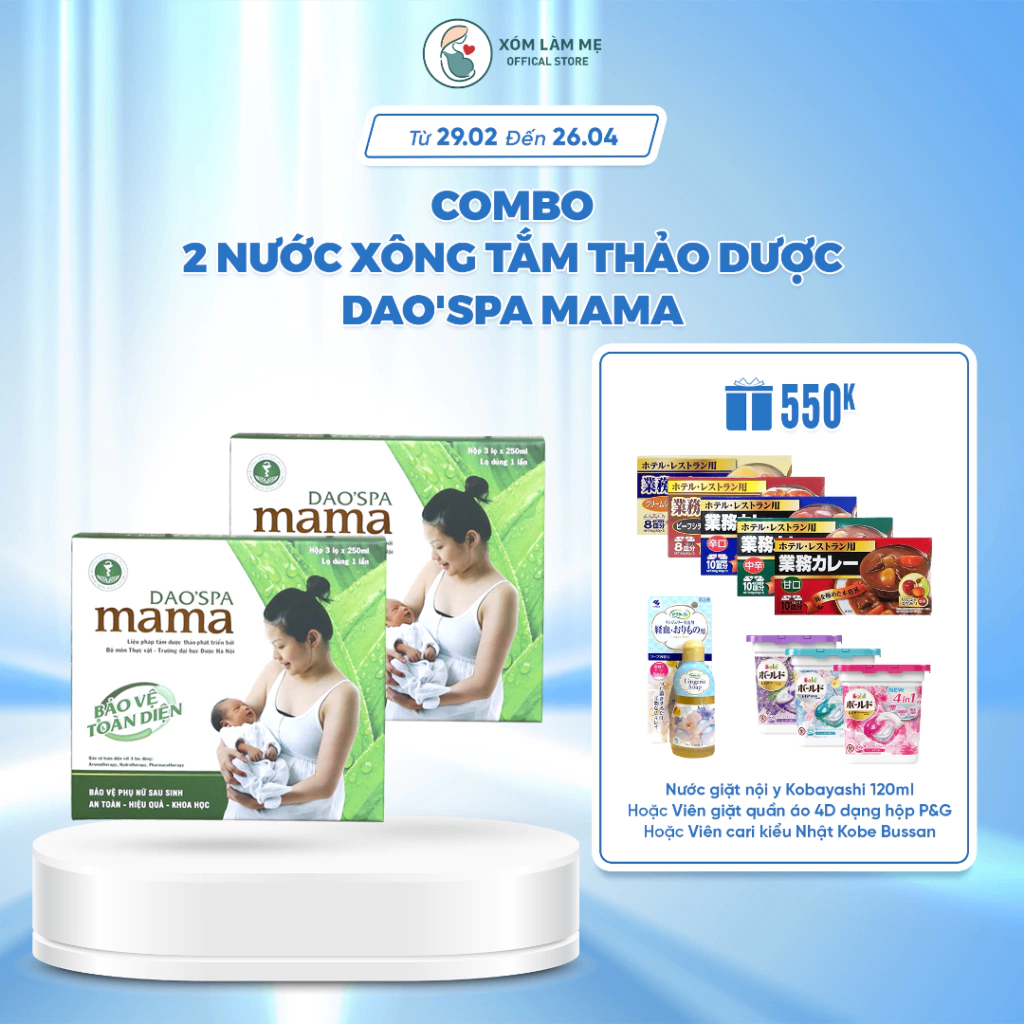 Combo 2 hộp (6 chai) nước thảo dược xông tắm Dao'spa mama - DK Pharma