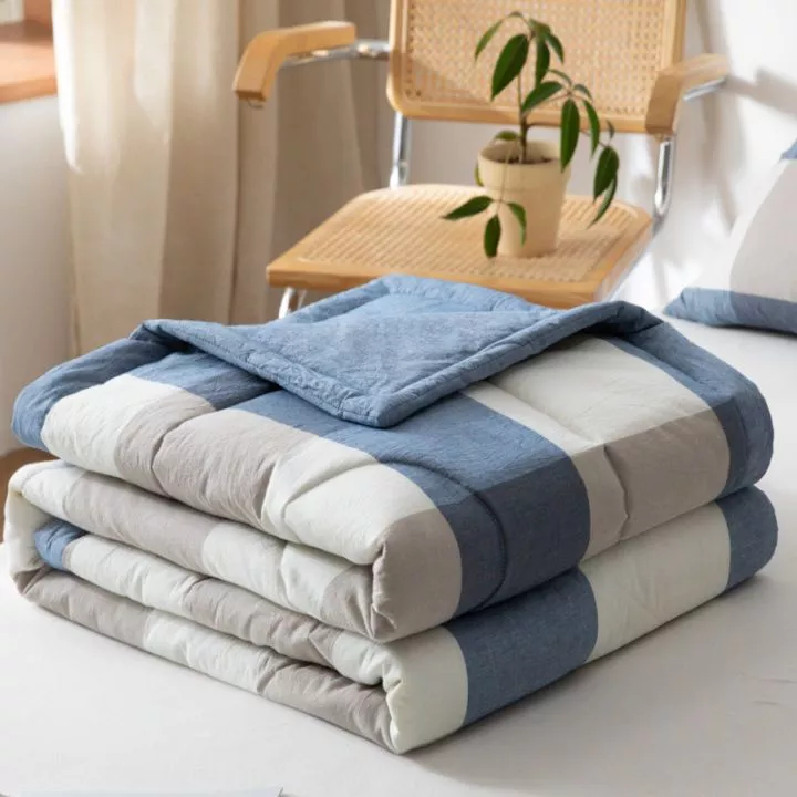 Chăn hè chần bông cotton MẪU CARO - mền ngủ cotton 1.6x2m - chất liệu cotton thoáng mát