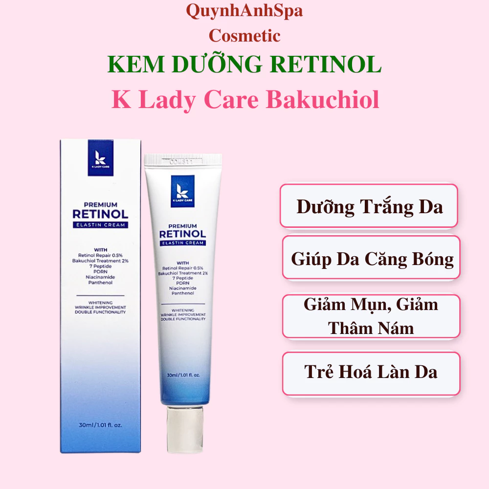 Kem Dưỡng Retinol 0.5% K Lady Care 30ml Hàn Quốc Giảm mụn, Giữ Ẩm, Kiềm Dầu Giúp Da Căng Bóng - PHK