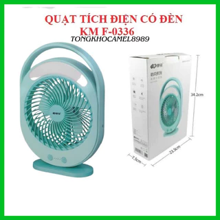 Quạt tích điện F0336 quạt sạc tích điện để bàn có đèn led 3 chế độ gió pin 4500Mah dùng liên tục 8h tặng dây sạc 5W