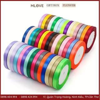 Ruy băng lụa vải satin 1cm làm hoa, nơ, gói quà trang trí giáng sinh(cuộn 22 mét)