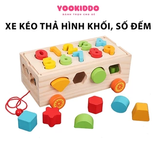 Đồ Chơi Xe Kéo Thả Hình Khối Và Số Đếm Cho Bé - Đồ Chơi Thông Minh Montessori Cho Bé - Đồ Chơi Trí Tuệ