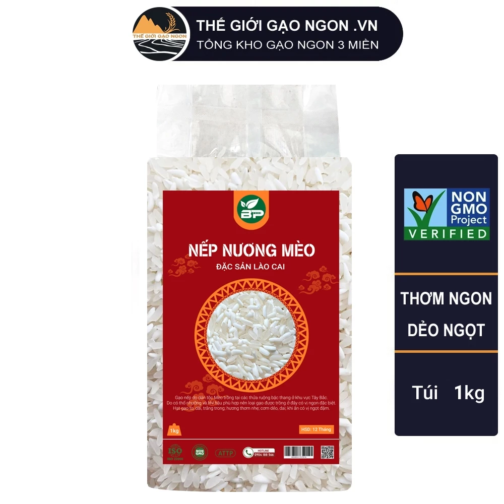 Nếp nương mèo BP Foods Túi 1kg thơm ngon thượng hạng