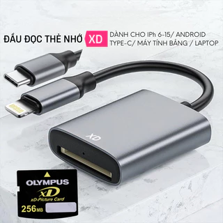 Đầu đọc thẻ nhớ XD dành cho điện thoại IPh 6-14, IP 15 trở lên, android Type-c OTG, Máy tính bảng và mac laptop