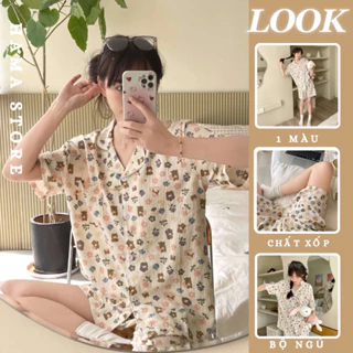 Đồ Bộ Ngủ Nữ Pijama Cộc Tay Chất Xốp Họa Tiết Cute Dễ Thương Mềm Mại Phong Cách Hàn Quốc-BNN28