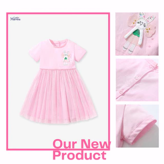 Váy bé gái Little Maven váy hè cotton ren hồng thỏ SKXK789.6