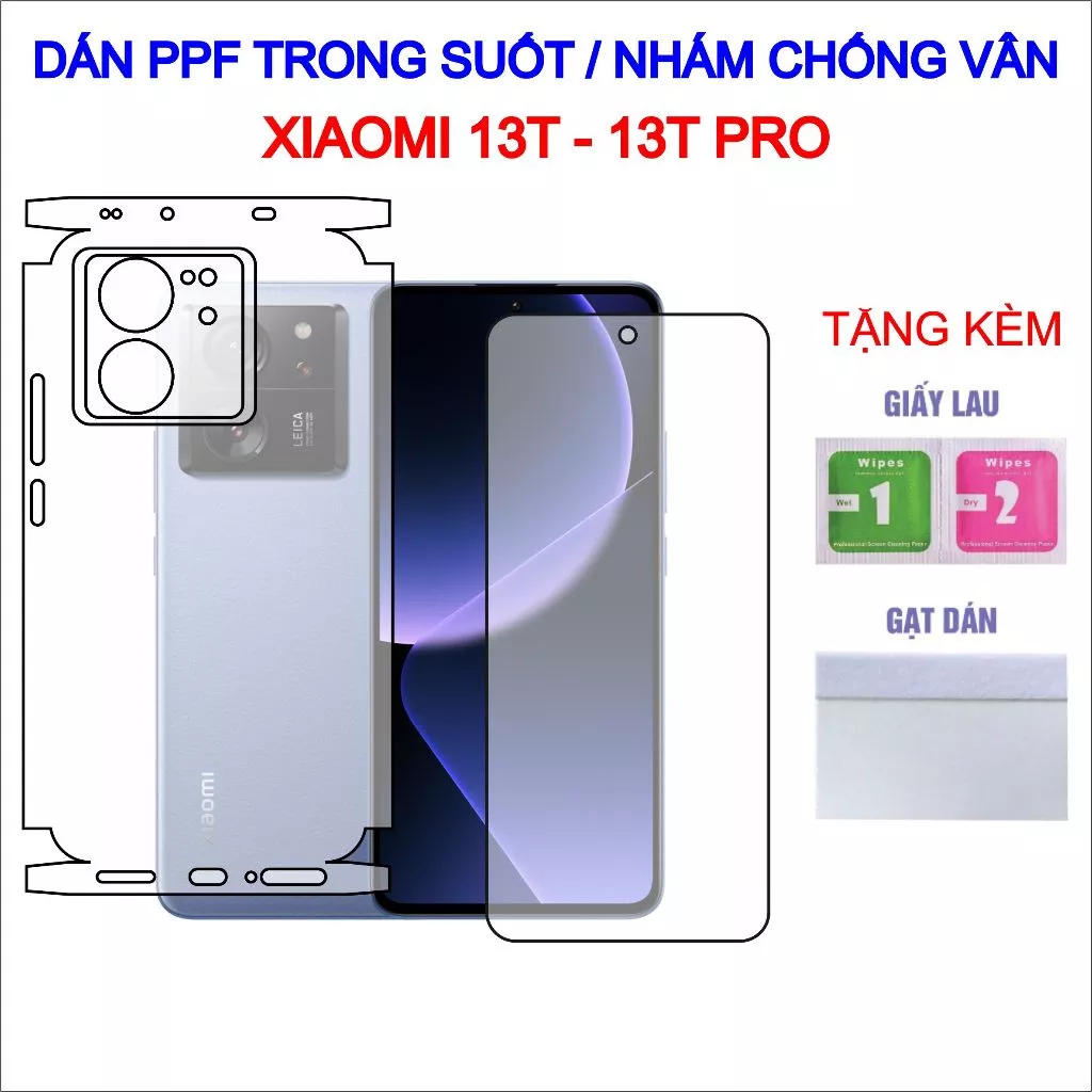 Dán PPF Xiaomi 13T, 13T Pro full lưng viền, màn hình