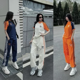 Bộ Cotton 𝐀𝐃𝐃𝐥𝐀𝐒 Bùi Trà MT Authentic Dài Tay Phối Viền - Bộ Quần Áo Adidas Quần Dài Phong Cách Thể Thao Hot Trend