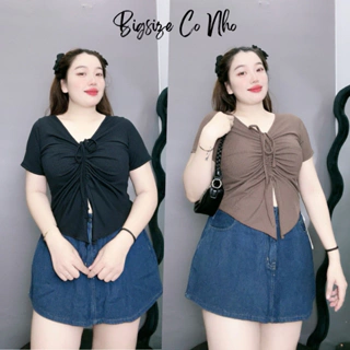 Áo thun bigsize nữ croptop chất gân tăm rút dây xinh tôn trọn vòng một dành cho các nàng chuppy 58-90kg-G42