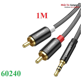 Cáp âm thanh Audio 3.5mm ra 2 RCA dài 1M bọc Nylon Ugreen 60240 cao cấp