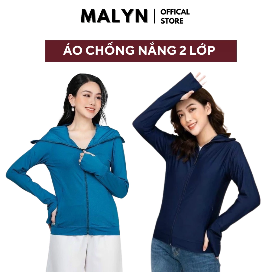 Áo Chống Nắng Nữ 2 Lớp Cổ Cao Nữ Chống Tia UV Vải Xuất Nhật Thông Hơi Thoáng Khí Mềm Mát