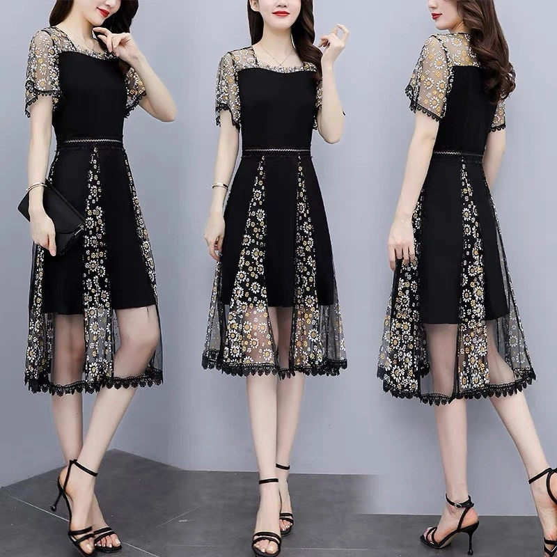 (NEW) Đầm Xòe Umi Phối Lưới Hoa Cúc Siêu Đẹp Nổi Bật Dành Cho Các Nàng