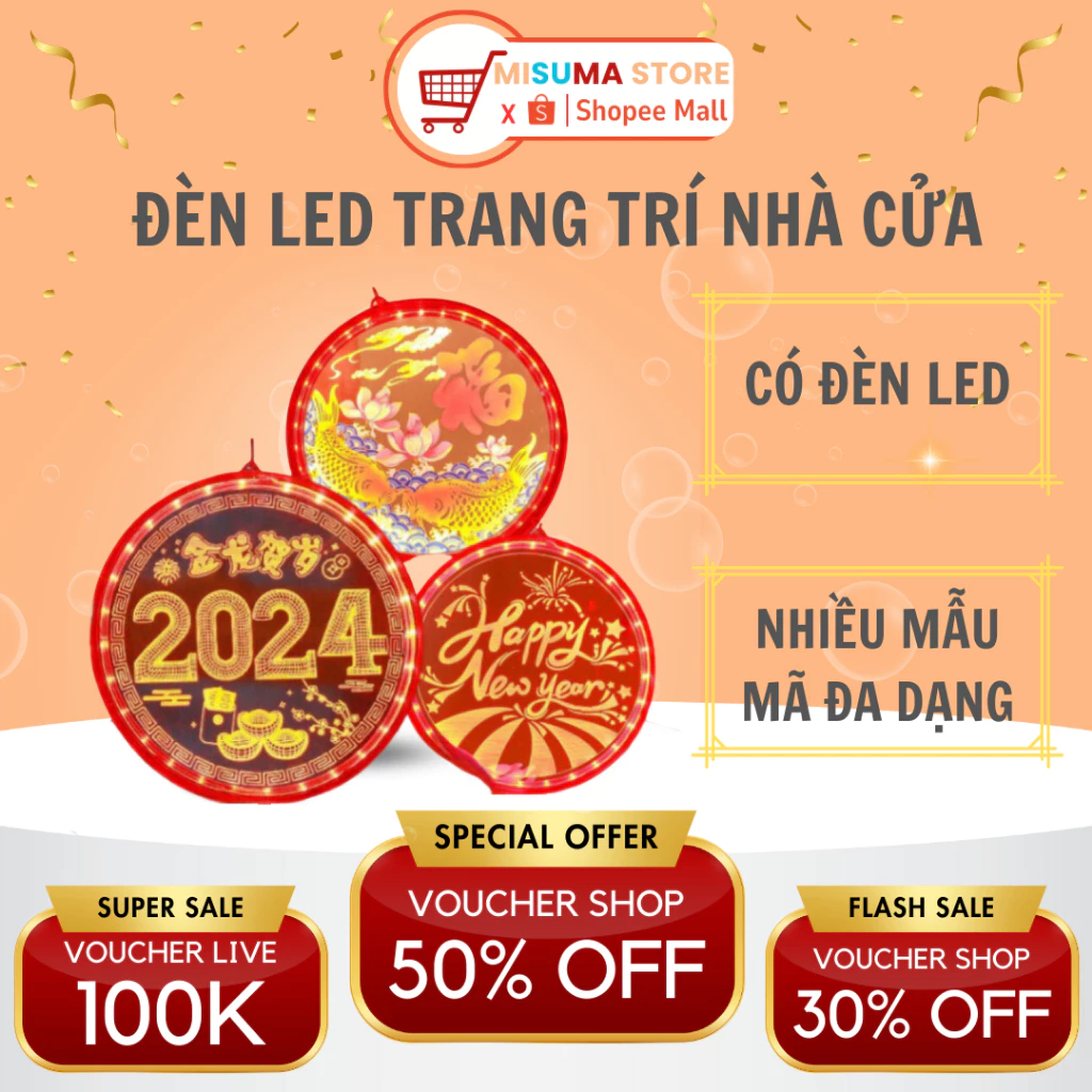 Dải Treo Đèn Lồng led MISUMA Trang Trí Năm Mới 2025, Phụ Kiện Trang Trí Năm Mới 2025