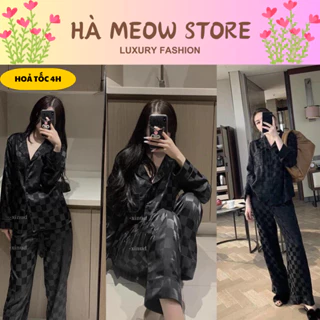 Đồ bộ ngủ nữ Pijama lụa gấm ô mặc nhà tay dài siêu cute dễ thương thiết kế in 5D sắc nét mềm mịn mát