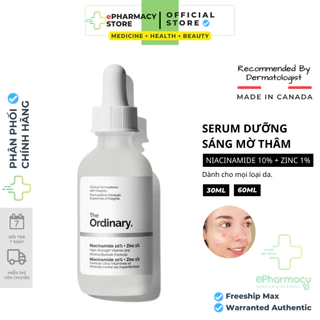 Serum ngừa mụn, sáng da, se khít Niacinamide 10% + Zinc 1% - The Ordinary 30ml (jan)