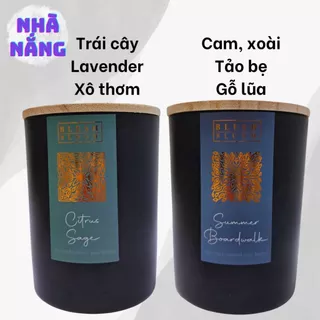 Nến thơm xuất khẩu Mỹ hương thảo mộc, lavender, sage, gỗ lũa và trái cây tông mùi trầm mát thích hợp quà tặng, decor