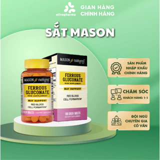 Olivepharma Chính Hãng - Sắt hữu cơ MASON NATURAL không nóng không tanh hỗ trợ sức khỏe cho mẹ bầu, mẹ sau sinh