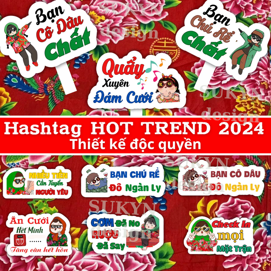 Hashtag đám cưới , Hashtag cầm tay đám cưới Mẫu mới nhất năm 2024