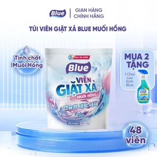 Nước Giặt Blue Viên Giặt Xả Blue Muối Hồng Túi 48 viên - Công nghệ Giặt Xả Blue 1 Viên được 7kg Quần áo - Trắng sáng