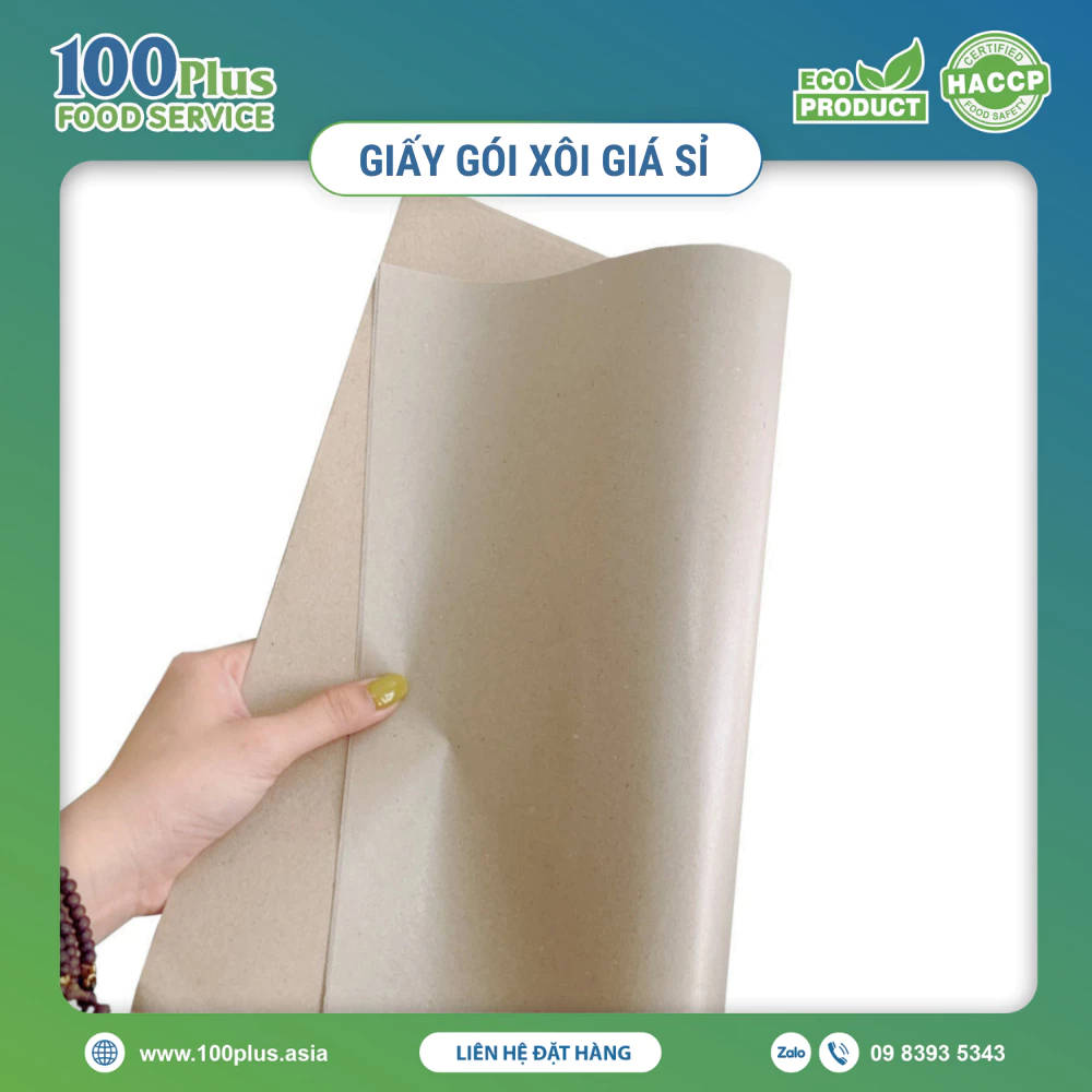 100 Tờ Giấy Gói Xôi Tráng 1 lớp PE màu nâu kích thước 35.5x40cm