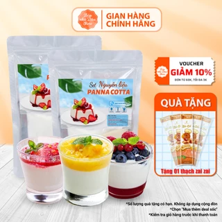 Bánh Panna Cotta Vị Dâu Bếp Nhà Dâu Set Nguyên Liệu Bánh Panna Cotta 12-15 Hũ Tự Làm Chuẩn Vị Thành Phẩm 1,1 Lít