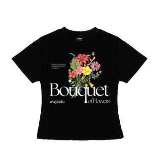 Áo thun babytee WEAR WHAT YOU NEED flower baby tee black / white cotton 250GSM