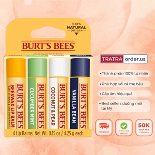 Son dưỡng môi Burt’s Bees Lip Balm không màu 100% thành phần thiên nhiên - Nhiều mùi hương [Đủ Bill Mỹ]