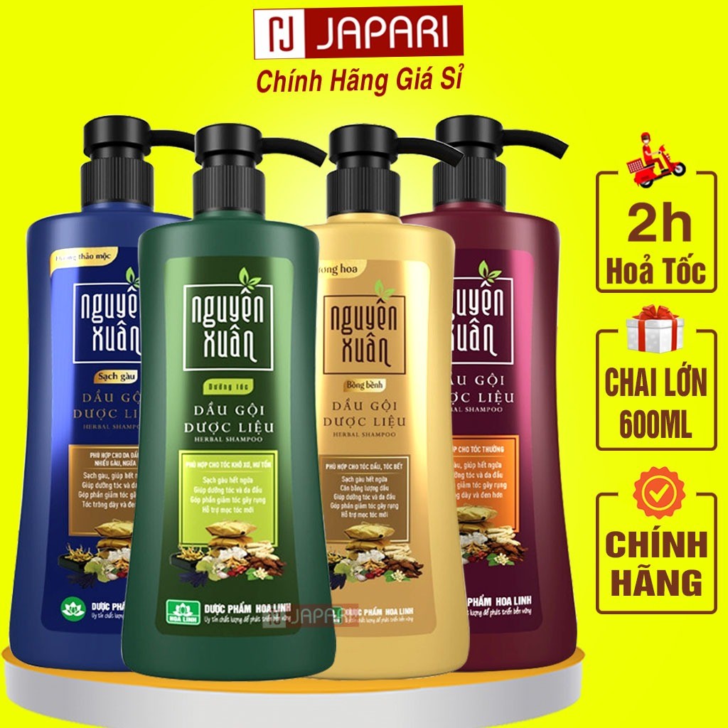 Dầu Gội Nguyên Xuân Dưỡng Tóc - Dầu Gội Dược Liệu Nguyên Xuân Xanh, Vàng, Hương Bưởi - Dầu Gội Đầu JAPARI