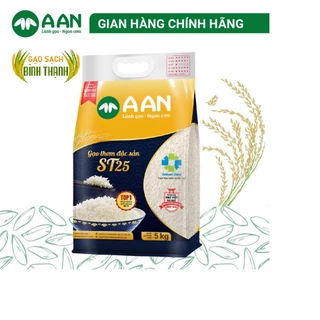 Gạo ST25 A An Túi 5Kg- Cơm mềm dẻo, thơm nhẹ, vị ngọt