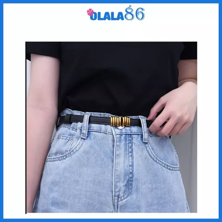 Dây đai váy bản nhỏ 1.3cm- mặt kim loại màu vàng - thắt lưng dây nịt chít eo nữ tính, tiện lợi- Olala86