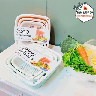 Bộ Thau Rổ Ecco 6 Món 3 Kích Thước Kèm Chậu, Set Rổ Nhựa 3 Rổ 3 Chậu Đựng Đồ Dày Đẹp Đa Năng Tiện Dụng An Toàn Cho Bạn