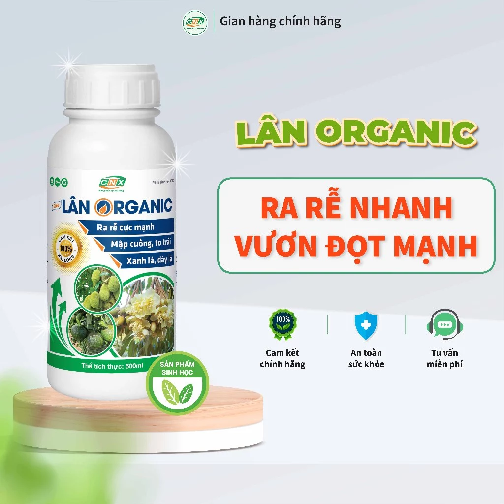 Phân bón sinh học SIÊU LÂN ORGANIC giải độc, hạ phèn, giúp cây ra rễ mạnh, nhánh khỏe, hạn chế vàng lá - CNX 500ml