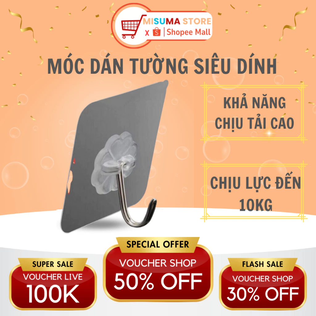 1 Móc Dán Tường MISUMA Chịu Lực Siêu Chắc Chăn, Khả Năng Chịu Tải Cao Tiện Lợi Cho Mọi Gia Đình