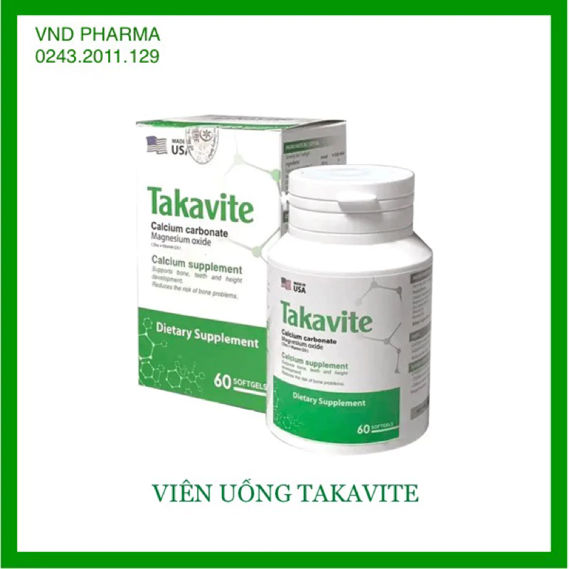 [NHẬP KHẨU CHÍNH HÃNG] TAKAVITE - Bổ Sung Canxi, Vitamin D3, Giúp Xương Và Răng Chắc Khỏe