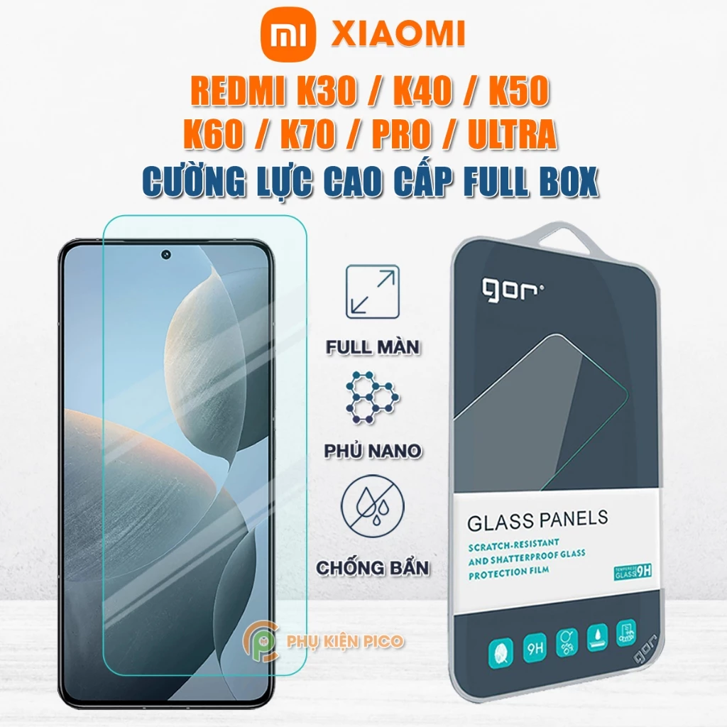 Kính cường lực Xiaomi Redmi K30 Pro / K70 Pro / Redmi K40 Pro / K60E / K60 Pro / Redmi K50 full màn hình chính hãng Gor