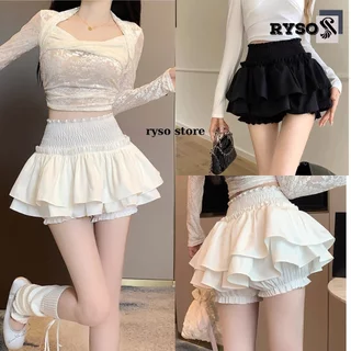 Chân Váy Xoè 2 Tầng Dáng Ngắn Lưng Chun Cạp Cao Quần Bí , Chân Váy Chữ A Form Xoè Sexy Phong Cách Hàn Quốc RYSO