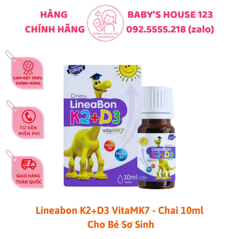 LineaBon Vitamin D3K2 (MK7) Tăng Chiều Cao Cho Bé Từ Sơ Sinh - Chai 10ml