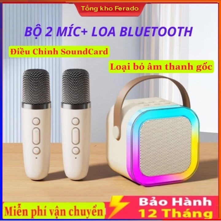 Loa bluetooth K12 Không Dây mini Kèm 2 Micro, Thiết Kế Nhỏ Gọn Tiện Dụng, Có Thể Thay Đổi Giọng, Dễ Sử Dụng TECHHIG