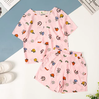 Bộ Lanh mùa hè cho bé gái hãng LITIBABY , chất liệu lanh cao cấp . Size 3-10T ( 11-30kg )