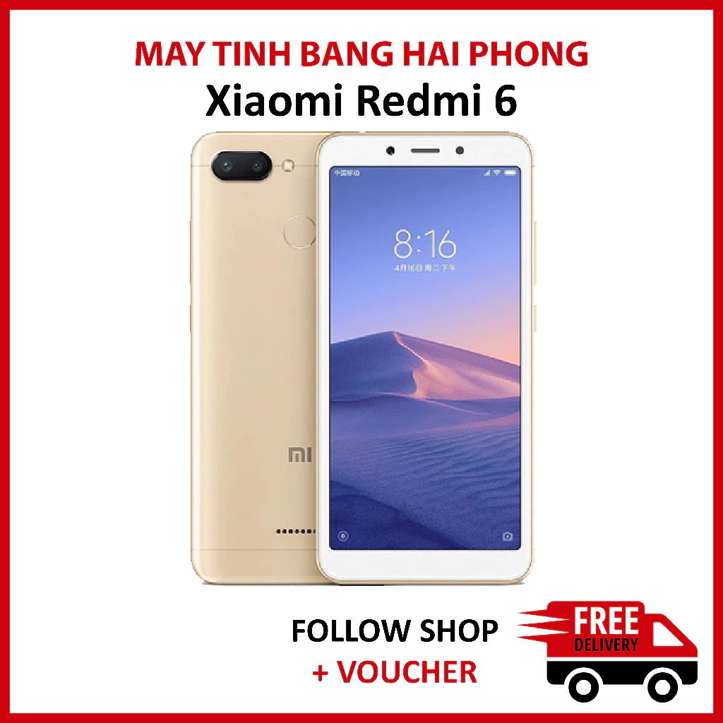 Điện thoại Xiaomi Redmi 6 RAM 3/32GB chip Helio P22 thiết kế nhỏ gọn, giá rẻ hỗ trợ 2 sim