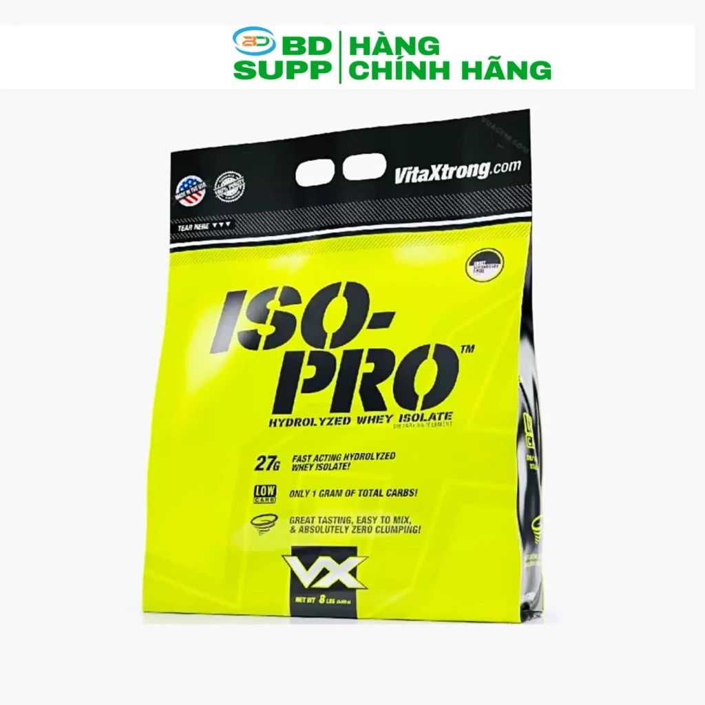 VitaXtrong ISO PRO 8Lbs (3.6kg), Sữa Tăng Cơ 100% Whey Hydrolyzed Isolate, Bổ Sung Đạm Hấp Thu Nhanh