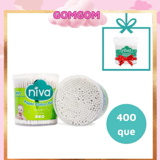 Tăm Bông Niva Cho Trẻ Sơ Sinh Hũ 400 Que Thân Giấy BHP2 Bông Tự Nhiên Kháng Khuẩn An Toàn, Thân Thiện Môi Trường