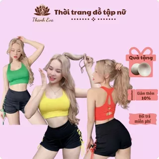 Bộ bra tập gym , yoga , tập erobic, zumba, bộ bra quần đùi đan dây B24 chất thun lạnh co giãn thoải mái